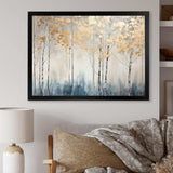 Minimalism Blue And Gold Forest II - Landscapes Canvas Wall Art