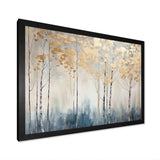 Minimalism Blue And Gold Forest II - Landscapes Canvas Wall Art