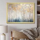 Minimalism Blue And Gold Forest II - Landscapes Canvas Wall Art