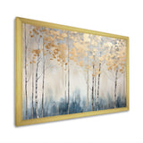 Minimalism Blue And Gold Forest II - Landscapes Canvas Wall Art