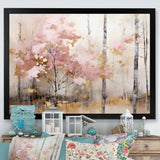 Minimalism Pink And Gold Forest - Landscapes Canvas Wall Art