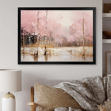 Minimalism Pink And Gold Forest I - Landscapes Canvas Wall Art