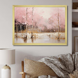 Minimalism Pink And Gold Forest I - Landscapes Canvas Wall Art