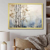 Blue And White Forest Winter Harmony - Landscapes Canvas Wall Art