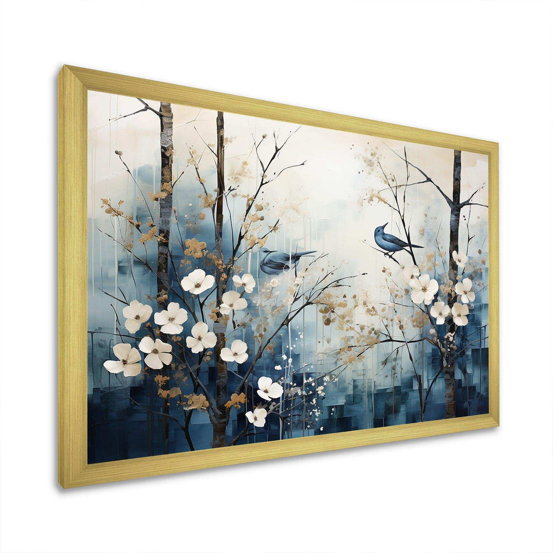 Blue And White Forest Winter Harmony I - Landscapes Canvas Wall Art
