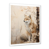 Minimal Wolf In Forest - Beige Wolf Wall Art