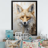Minimalism Beige Fox Portrait - Fox Framed Canvas Art