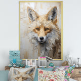 Minimalism Beige Fox Portrait - Fox Framed Canvas Art