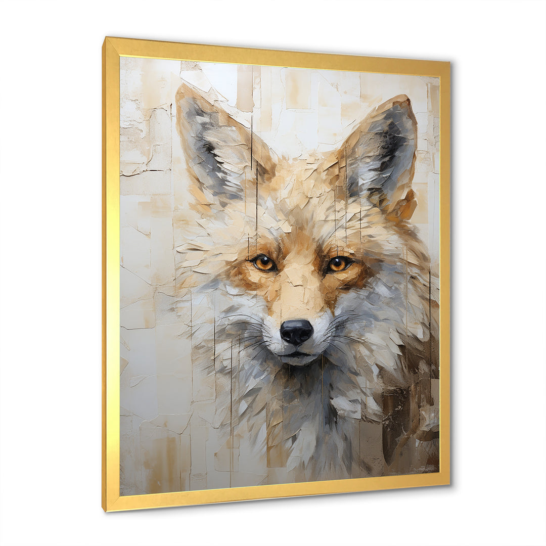 Minimalism Beige Fox Portrait - Fox Framed Canvas Art