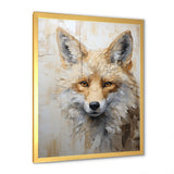 Minimalism Beige Fox Portrait - Fox Framed Canvas Art