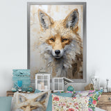 Minimalism Beige Fox Portrait - Fox Framed Canvas Art