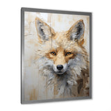 Minimalism Beige Fox Portrait - Fox Framed Canvas Art