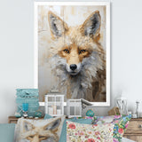 Minimalism Beige Fox Portrait - Fox Framed Canvas Art