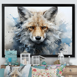 Blue And White Fox Portrait - Fox Home Decor Art