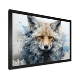 Blue And White Fox Portrait - Fox Home Decor Art