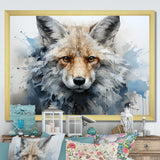 Blue And White Fox Portrait - Fox Home Decor Art