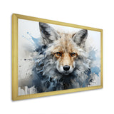 Blue And White Fox Portrait - Fox Home Decor Art