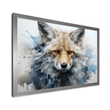 Blue And White Fox Portrait - Fox Home Decor Art