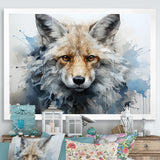Blue And White Fox Portrait - Fox Home Decor Art