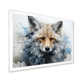 Blue And White Fox Portrait - Fox Home Decor Art