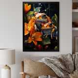 Orange Frogs On Glass Effect - Orange Frog Wall Art