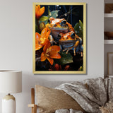 Orange Frogs On Glass Effect - Orange Frog Wall Art