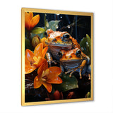 Orange Frogs On Glass Effect - Orange Frog Wall Art