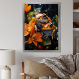 Orange Frogs On Glass Effect - Orange Frog Wall Art