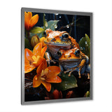 Orange Frogs On Glass Effect - Orange Frog Wall Art