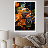 Orange Frogs On Glass Effect - Orange Frog Wall Art