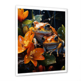 Orange Frogs On Glass Effect - Orange Frog Wall Art