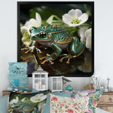 Green Frog On Glass Effect - Frog Framed Canvas Art