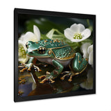 Green Frog On Glass Effect - Frog Framed Canvas Art