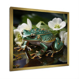 Green Frog On Glass Effect - Frog Framed Canvas Art