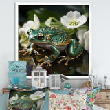 Green Frog On Glass Effect - Frog Framed Canvas Art