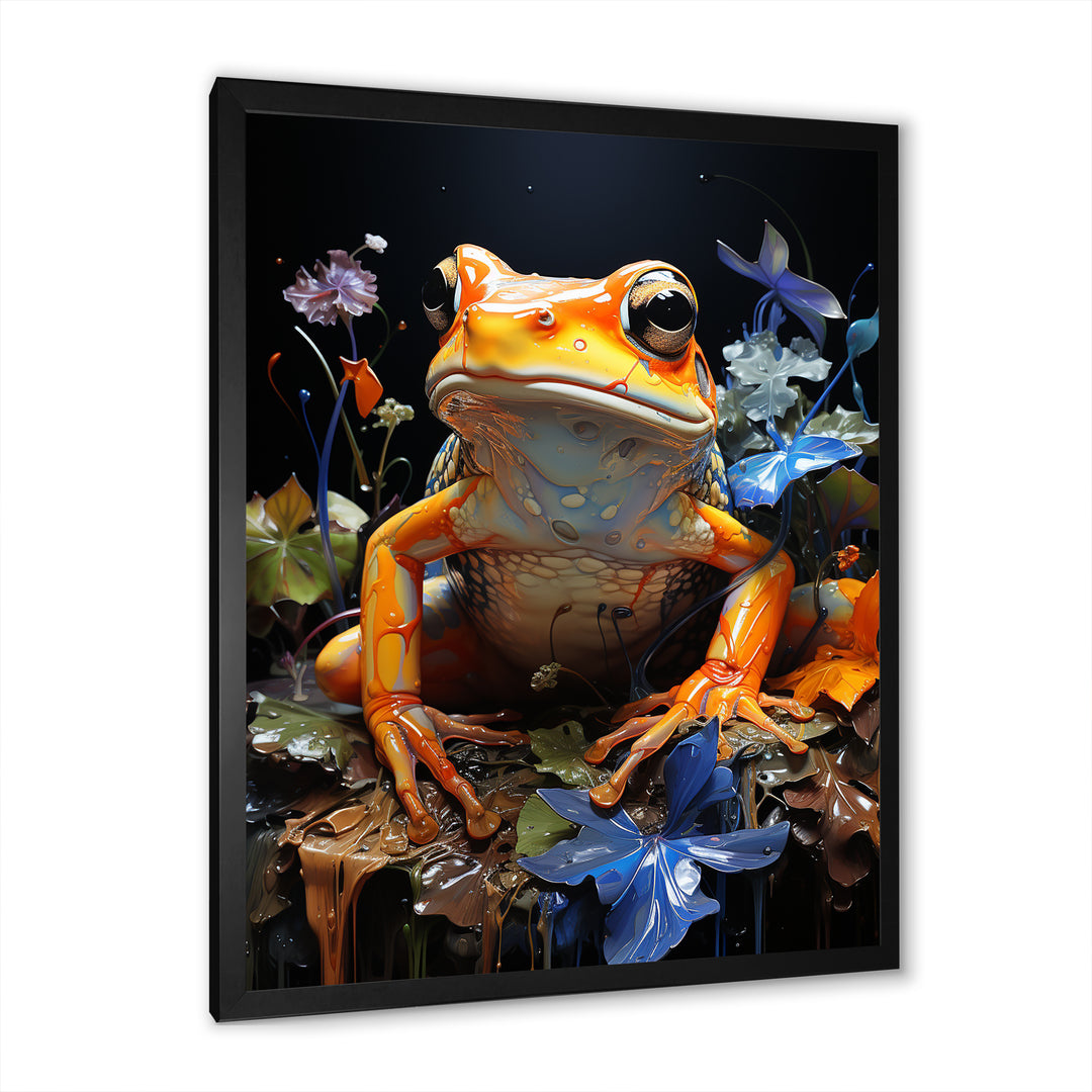 Orange Frog On Glass Effect - Frog Home Decor Art