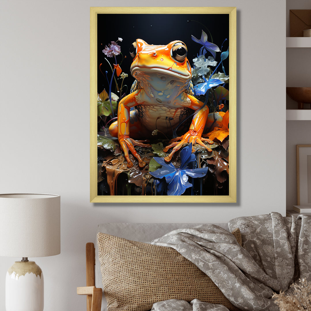 Orange Frog On Glass Effect - Frog Home Decor Art