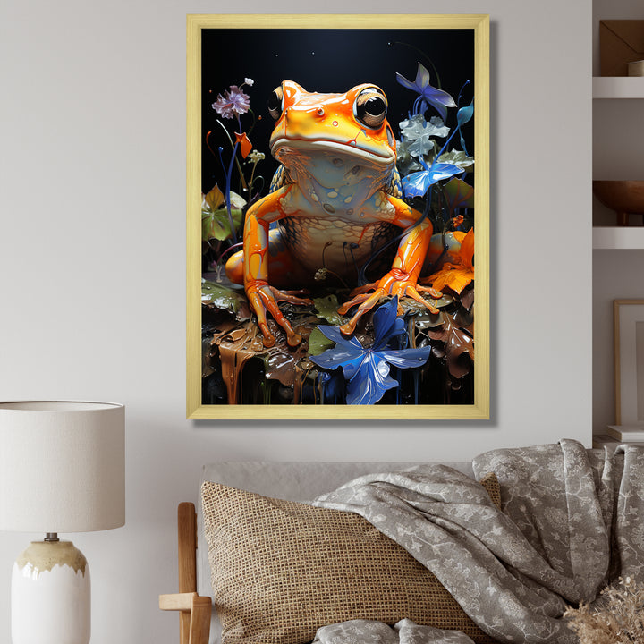 Orange Frog On Glass Effect - Frog Home Decor Art