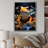 Orange Frog On Glass Effect - Frog Home Decor Art