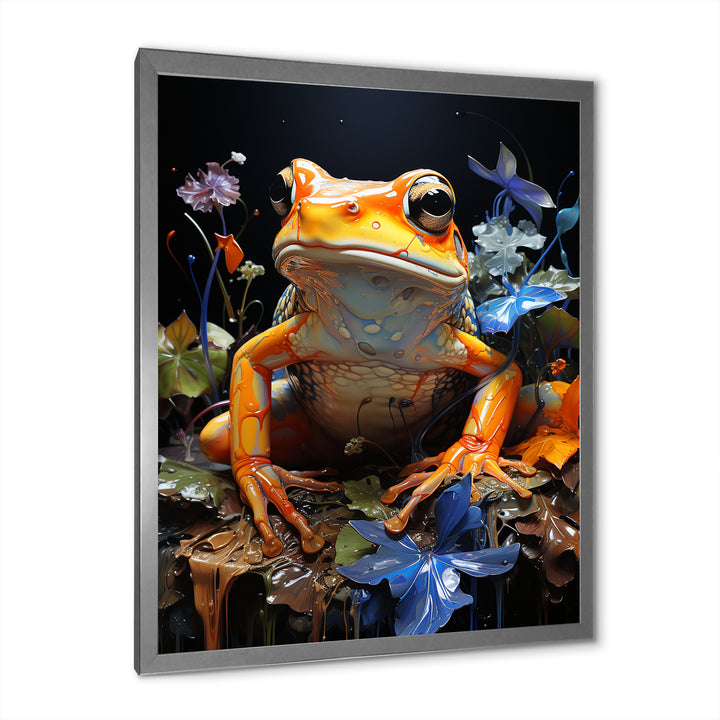 Orange Frog On Glass Effect - Frog Home Decor Art