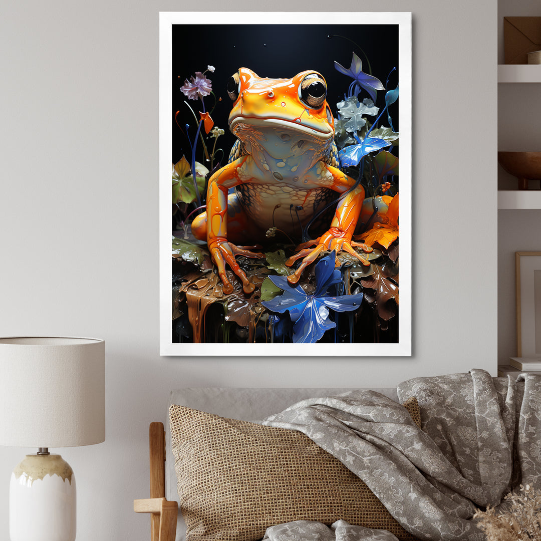 Orange Frog On Glass Effect - Frog Home Decor Art