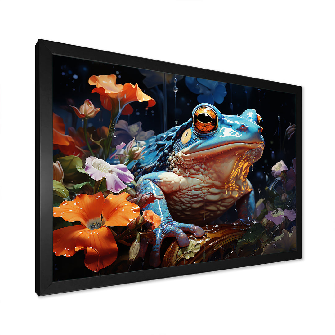 Blue Frog On Glass Effect - Frog Bedroom Wall Art