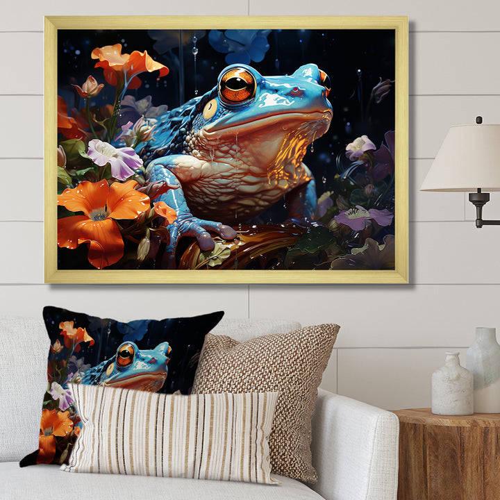 Blue Frog On Glass Effect - Frog Bedroom Wall Art