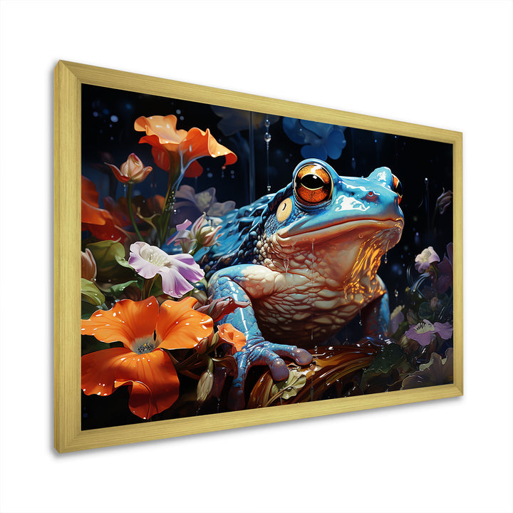 Blue Frog On Glass Effect - Frog Bedroom Wall Art