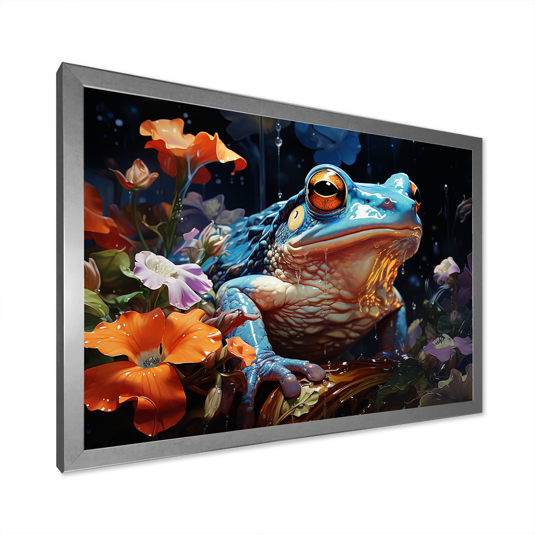 Blue Frog On Glass Effect - Frog Bedroom Wall Art