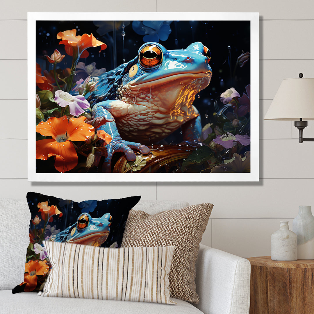 Blue Frog On Glass Effect - Frog Bedroom Wall Art