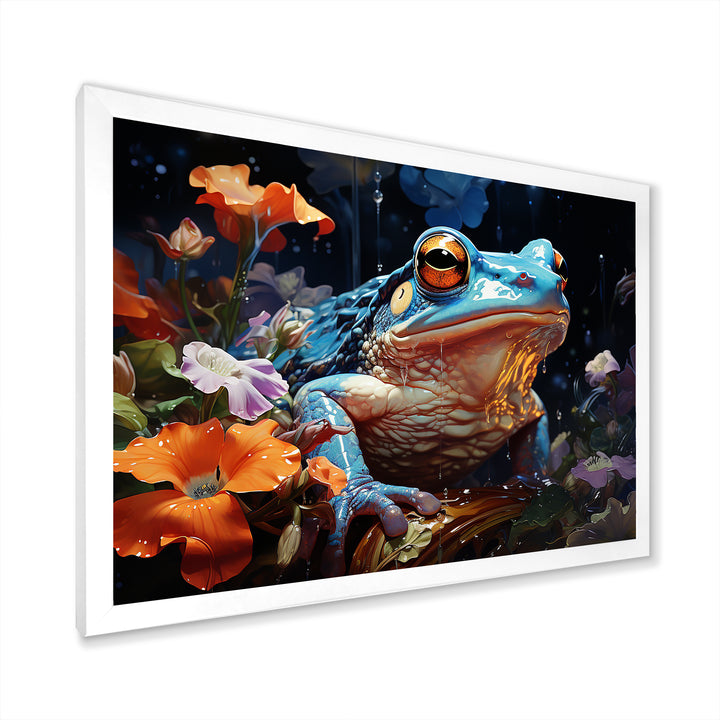 Blue Frog On Glass Effect - Frog Bedroom Wall Art