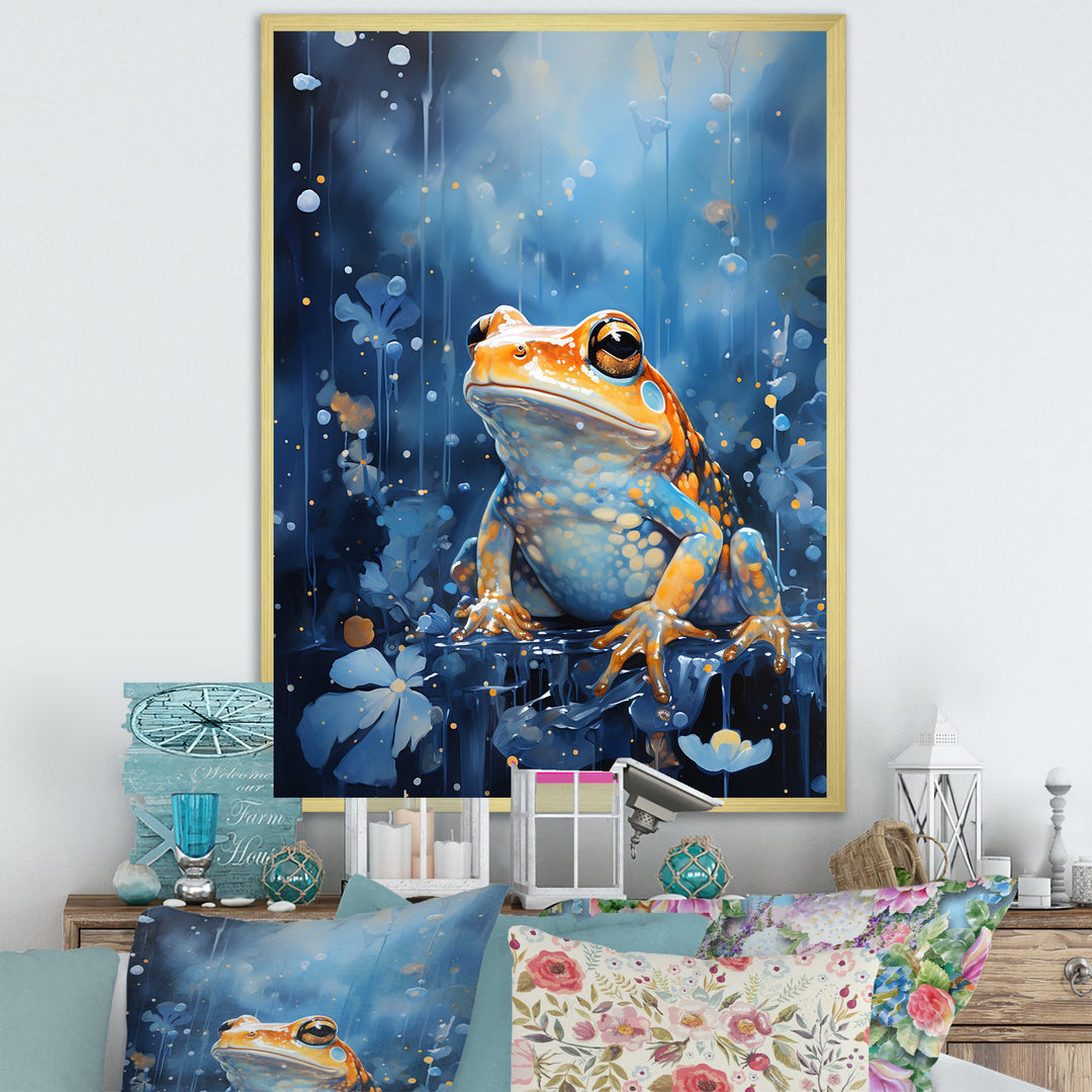 Abstract Representation Of Blue Frog - Frog Canvas Wall Art