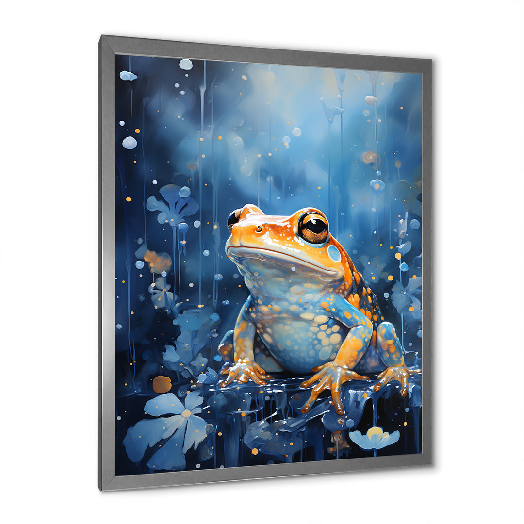 Abstract Representation Of Blue Frog - Frog Canvas Wall Art