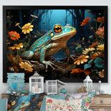 Abstract Representation Of Green Frog - Frog Canvas Wall Art